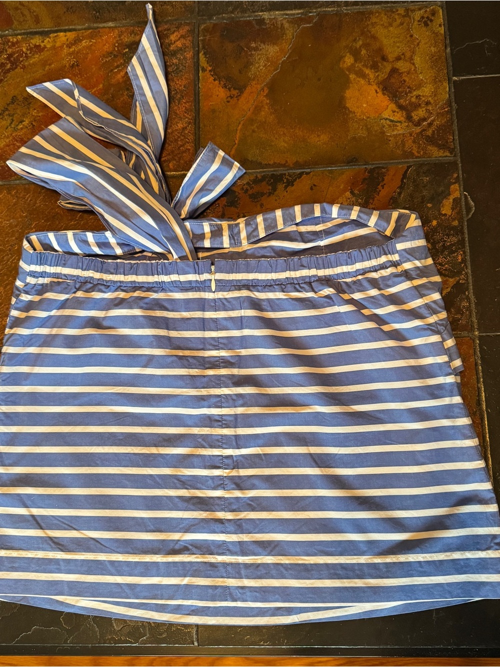J. Crew Blue and White Striped tank top with Tie Detail